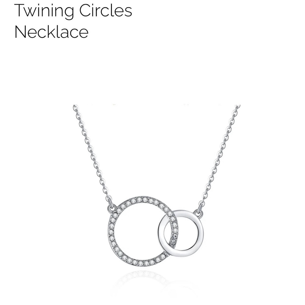 Swarovski Silver Interlocking Circles Necklace + … - image 1